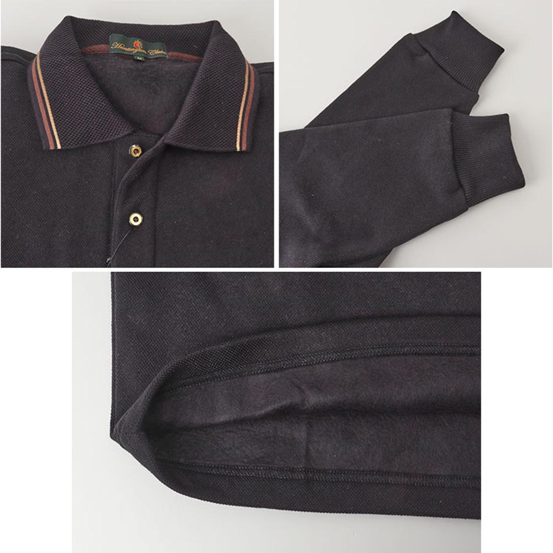 ポロシャツ 長袖 メンズ 通販 シャツ メンズシャツ トップス おしゃれ 長袖シャツ カジュアルシャツ カジュアル 長袖ポロシャツ 裏起毛 あたたかい あったか HUNTINGTON CLUB ハンティントンクラブ 胸ポケット付き シニア 紳士 オシャレ ブラック Mサイズ