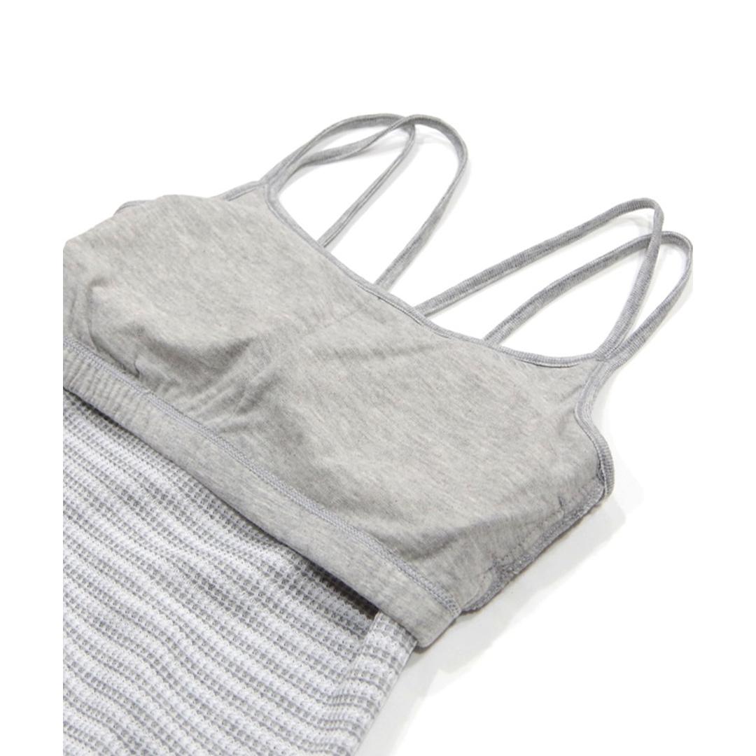 JEMORGAN サーマル レディース 通販 ジェーイーモーガン JE793-29S ボーダーブラキャミソール キャミソール ブラキャミソール キャミ ブラキャミ ワッフル インナー トップス 細ボーダー パック入り おしゃれ シンプル レディースファッション ナチュラル×杢チャコール(05) ・