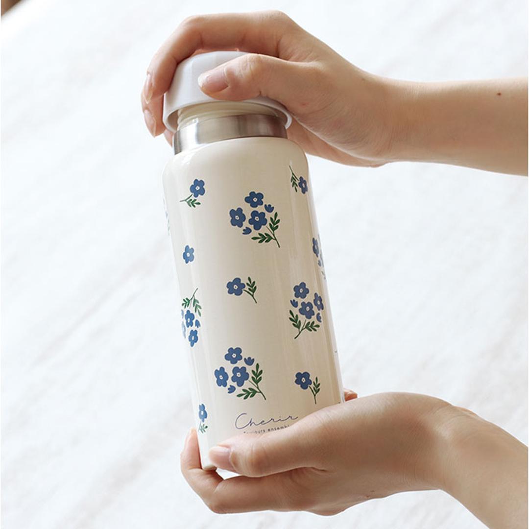 ステンレスボトル 360ml 通販 水筒 マグボトル 保温 保冷 マイボトル 直飲み オフィス おしゃれ かわいい 軽量 軽い 通勤 通学 花 コンパクト 持ち運び ナチュラル スクリューキャップ アウトドア 大人 子供 ギフト 贈りもの 贈り物 シェリールピンクベージュ ・