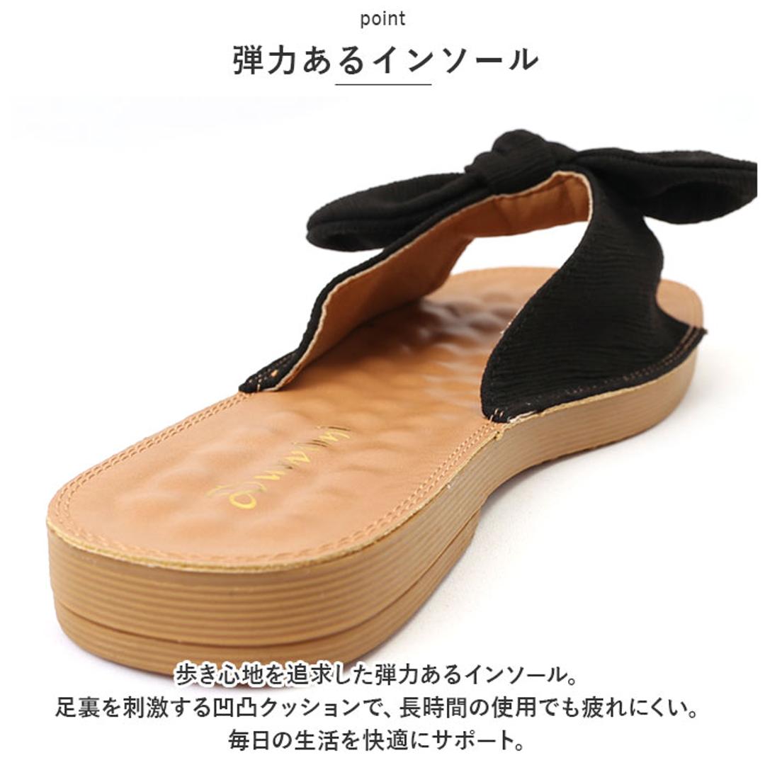 サンダル レディース ぺたんこ 通販 フラットサンダル フラット 歩きやすい つっかけ ローヒール ヒール 2cm 外履き スリッパ リボン おしゃれ シンプル 無地 大人 可愛い 夏 春夏 海 プール リゾート 靴 シューズ レディースシューズ レディース靴 グリーン 【即日発送】36(23cm)