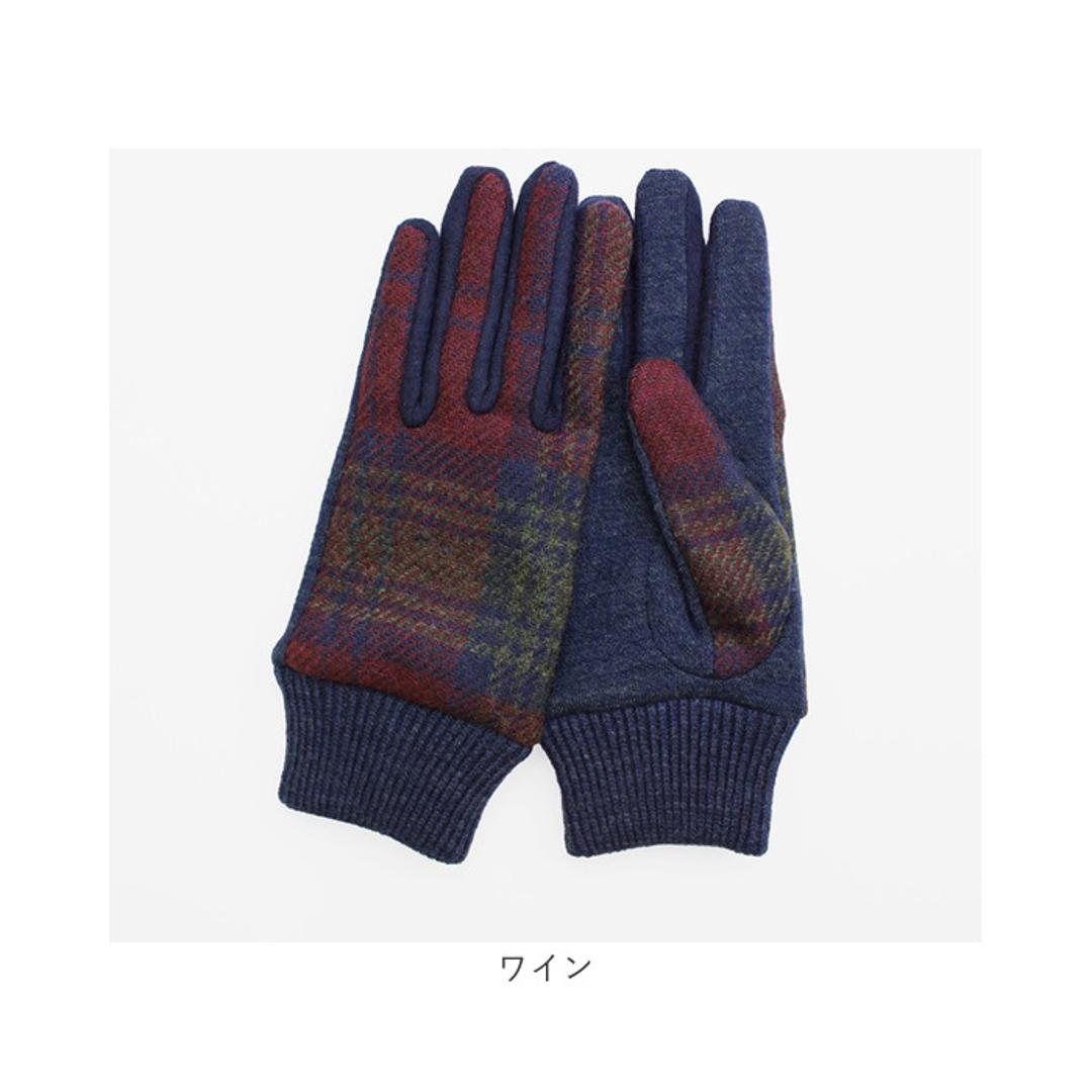 ハリスツイード 手袋 レディース 通販 クロダ KURODA OB70206L7 グローブ かわいい 暖かい スマホ対応 通勤 通学 チェック おしゃれ 可愛い オシャレ 5本指 Harris Tweed アクリル ウール レディース手袋 ファッション小物 ベージュ ・