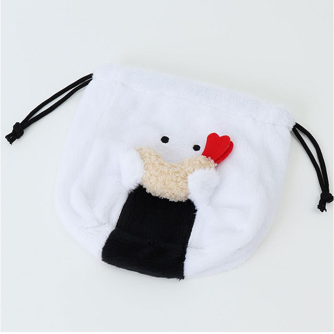 巾着ポーチ かわいい 通販 巾着 ポーチ 巾着袋 小物入れ 化粧ポーチ 持ち歩き コスメーポーチ マルチケース コンパクト 可愛い ぬいぐるみ マスコット 小物収納 整理整頓 旅行 子供 こども 女性 マチ付き ぎゅっとおにぎりさん ギフト 贈り物 天むす ・