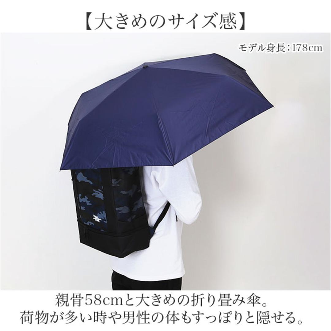 晴雨兼用折りたたみ傘 自動開閉 メンズ 通販 折りたたみ日傘 晴雨兼用折り畳み傘 日傘 遮光100% UVカット UPF50+ 遮熱 撥水 軽量 軽い 58cm 58センチ シンプル 無地 男性用 男性 紳士 カラビナ付き 通勤 通学 中谷 825-020 アイボリー ・