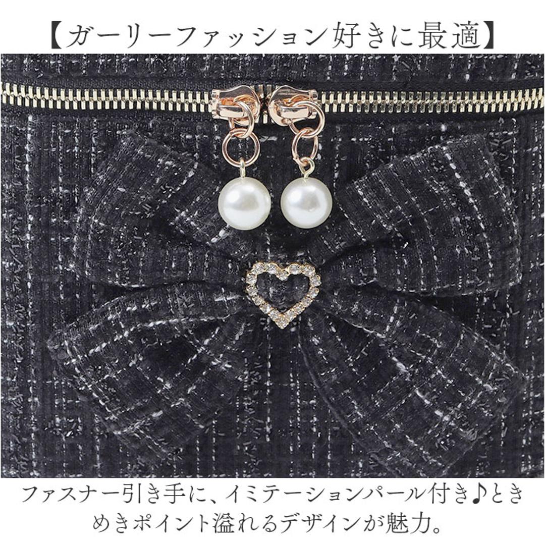 バニティバッグ ショルダー 通販 ショルダーバッグ バニティポーチ ハンドバッグ 斜めがけバッグ 肩掛け レディース おしゃれ かわいい 333137 ガーリー 大人かわいい リボン 女性 女子 通勤 通学 高校生 中学生 オシャレ 可愛い レディースバッグ BLACK ・