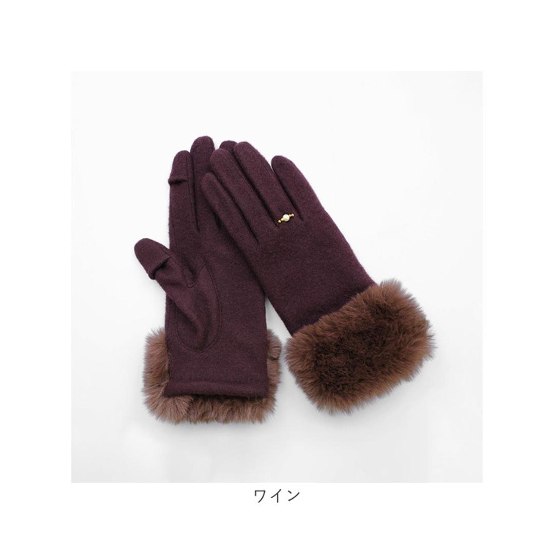 クロダ 手袋 レディース 通販 グローブ 手ぶくろ 暖かい かわいい スマートフォン対応 スマホ 対応 リングビジュー ジャージ 防寒 プレゼント ギフト 女性用 女子 KURODA RM65901L8 ファッション小物 ファッション雑貨 レディース手袋 ブラック 【即日発送】2122cm