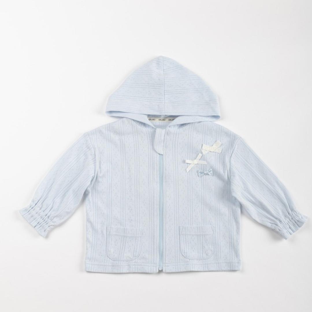 夏 薄手 パーカー キッズ 綿100 通販 ジップアップパーカー 前開き 綿100% コットン100 子供 パターンメッシュ かわいい おしゃれ 女の子 可愛い ガールズ 子供服 子ども服 ベビー服 Aenak アエナック 31240 キッズファッション ホワイト 80cm