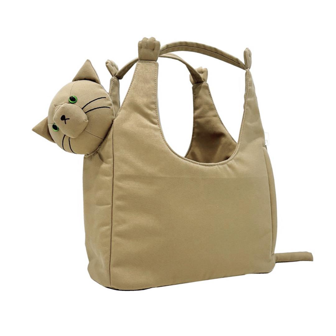 ROOTOTE ルートート トートバッグ 1034 通販 トートバック 肩掛けバッグ 手提げバッグ 肩掛けカバン てさげかばん レディース 小さめ かわいい オシャレ 可愛い おしゃれ 猫モチーフ ねこ ネコ ブラブラネコ ラウンド ROUND レディースバッグ GRAY ・