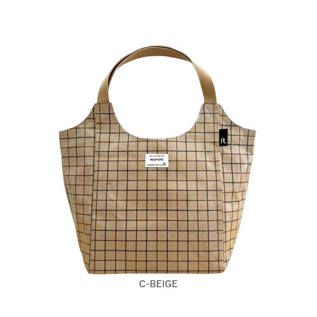 ルートート ラミネート ROOTOTE 3607 通販 トートバッグ トートバック 肩掛けバッグ マチありマチ広め レディース 大きめ A4 大容量 通勤 通学 軽量 軽い 撥水 チェック柄 シンプル おしゃれ 大人 かわいい ROUND レディースバッグ C-GREEN ・
