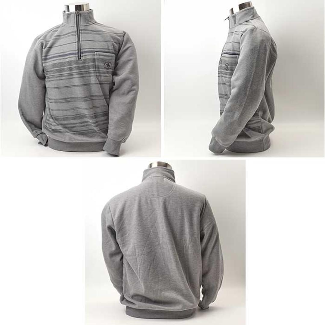 サンタバーバラ トレーナー 6547 通販 プルオーバー メンズ ブランド SANTA BARBARA POLO & RACQUET CLUB 裏起毛 ハーフジップ ゴルフウェア ハイネック スタンドネック おしゃれ シニア ゴルフ 男性 紳士 トップス ボーダーTOP/GREY Mサイズ