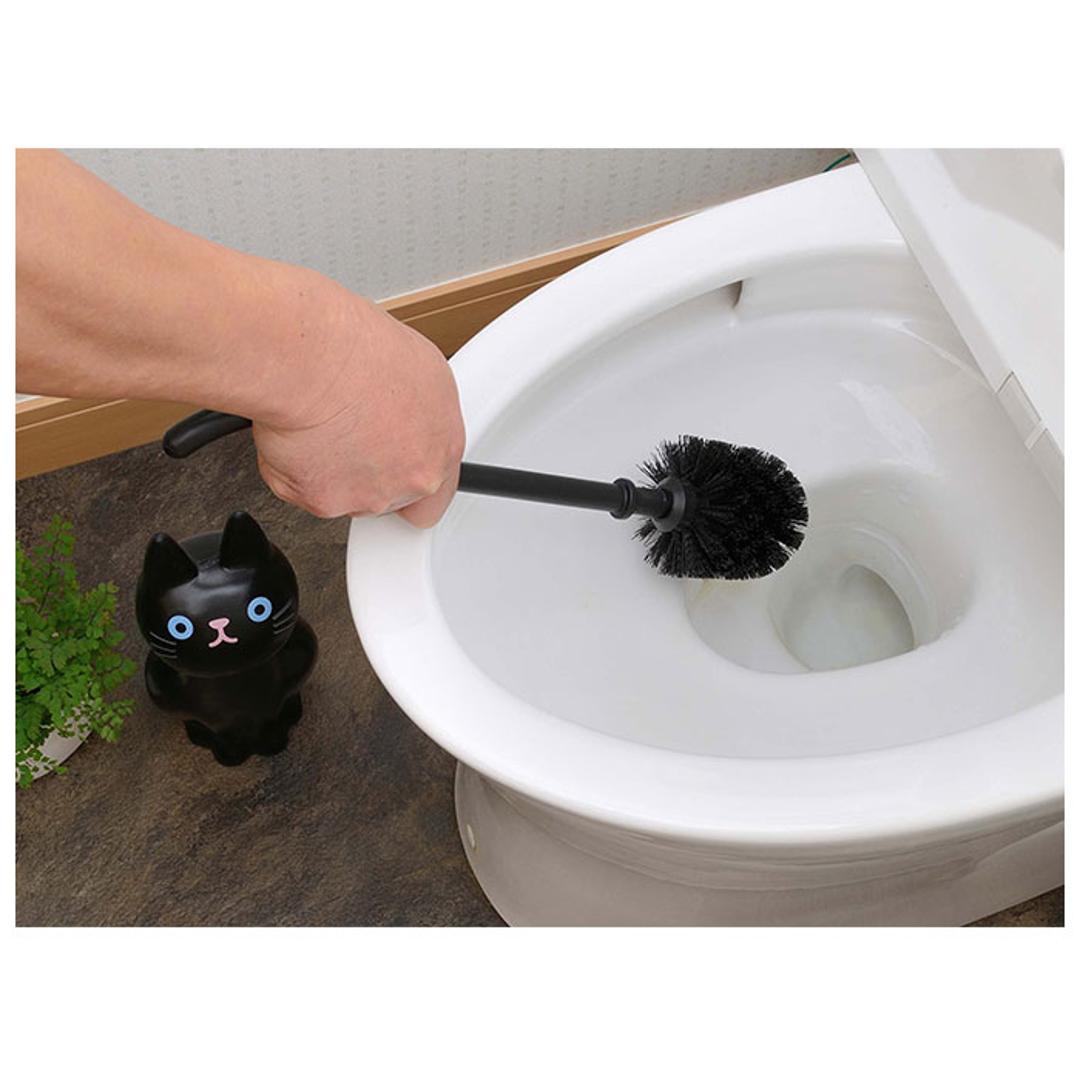 トイレブラシ かわいい 通販 おしゃれ コンパクト ポット セット 収納 トイレ掃除 ブラシ 猫グッズ 雑貨 ネコ ねこ ケースセット 掃除用品 猫雑貨 黒猫 ねこのしっぽの物語 ME3713.クロ ・
