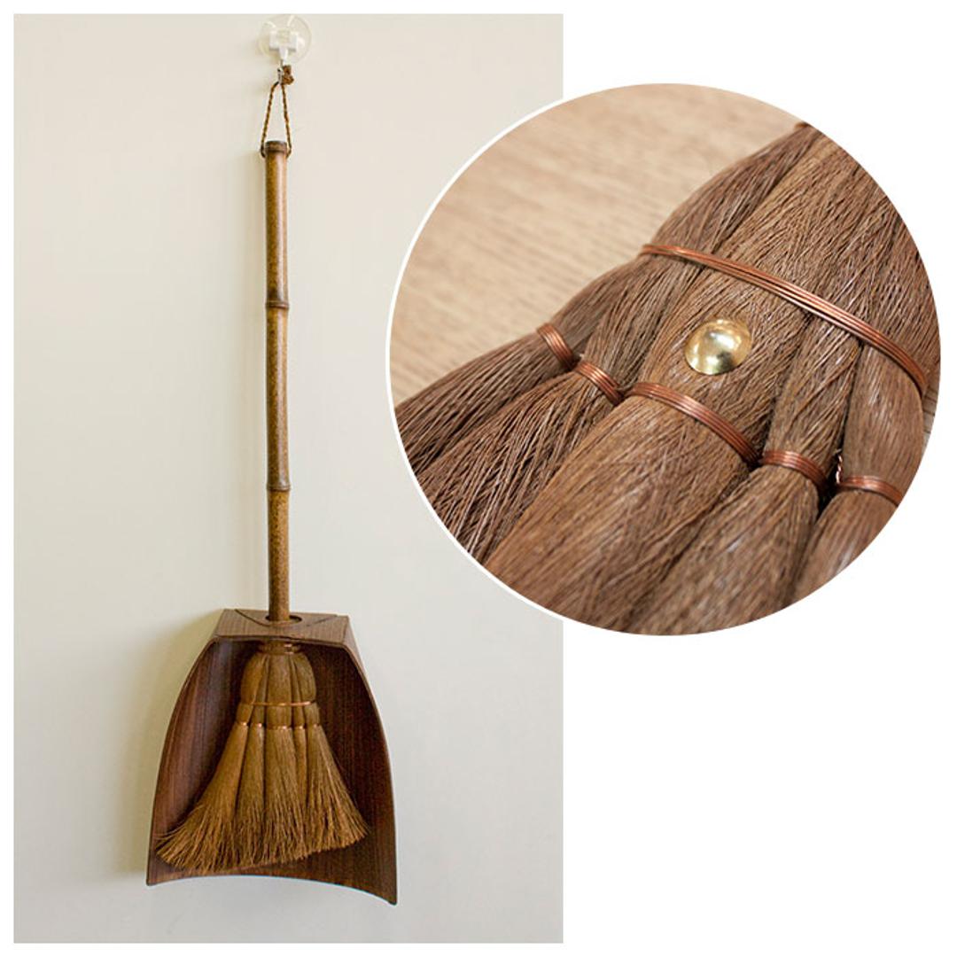 ほうき ちりとり セット おしゃれ 通販 ミニ ちょこっとお掃除セット 小さめ 箒 ホウキ 室内 セット 一式 卓上 テーブルほうき 棕櫚ほうき シュロ 柿渋塗り チリトリ 塵取り 室内ほうき TU7600 掃除用具 掃除用品 4点セット ・
