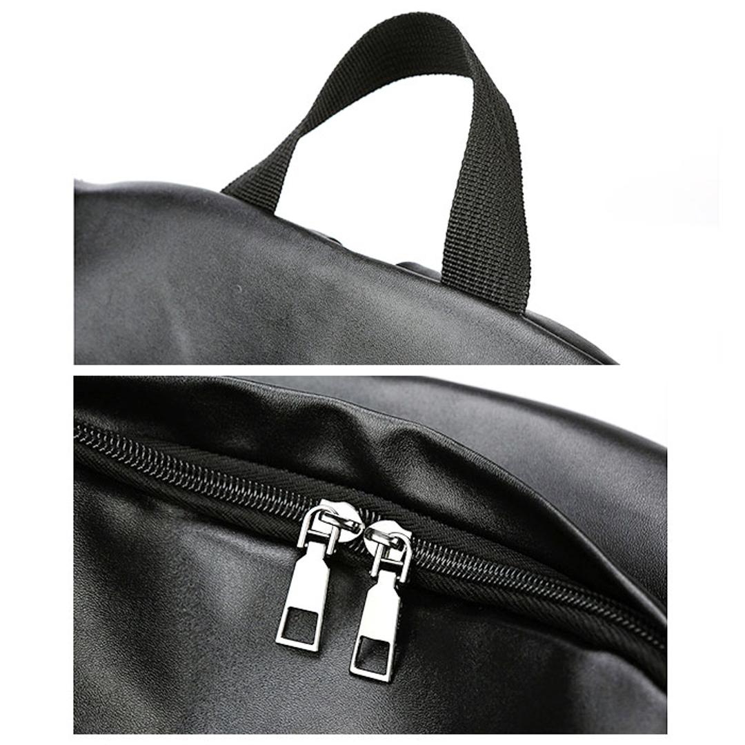 リュック 大容量 通学 通販 リュックサック デイパック ナップザック バックパック 耐摩耗性 やわらかい 柔らかい ジッパー PUレザー 無地 ユニセックス メンズ レディース シンプル 旅行 通勤 おしゃれ ブラック ・