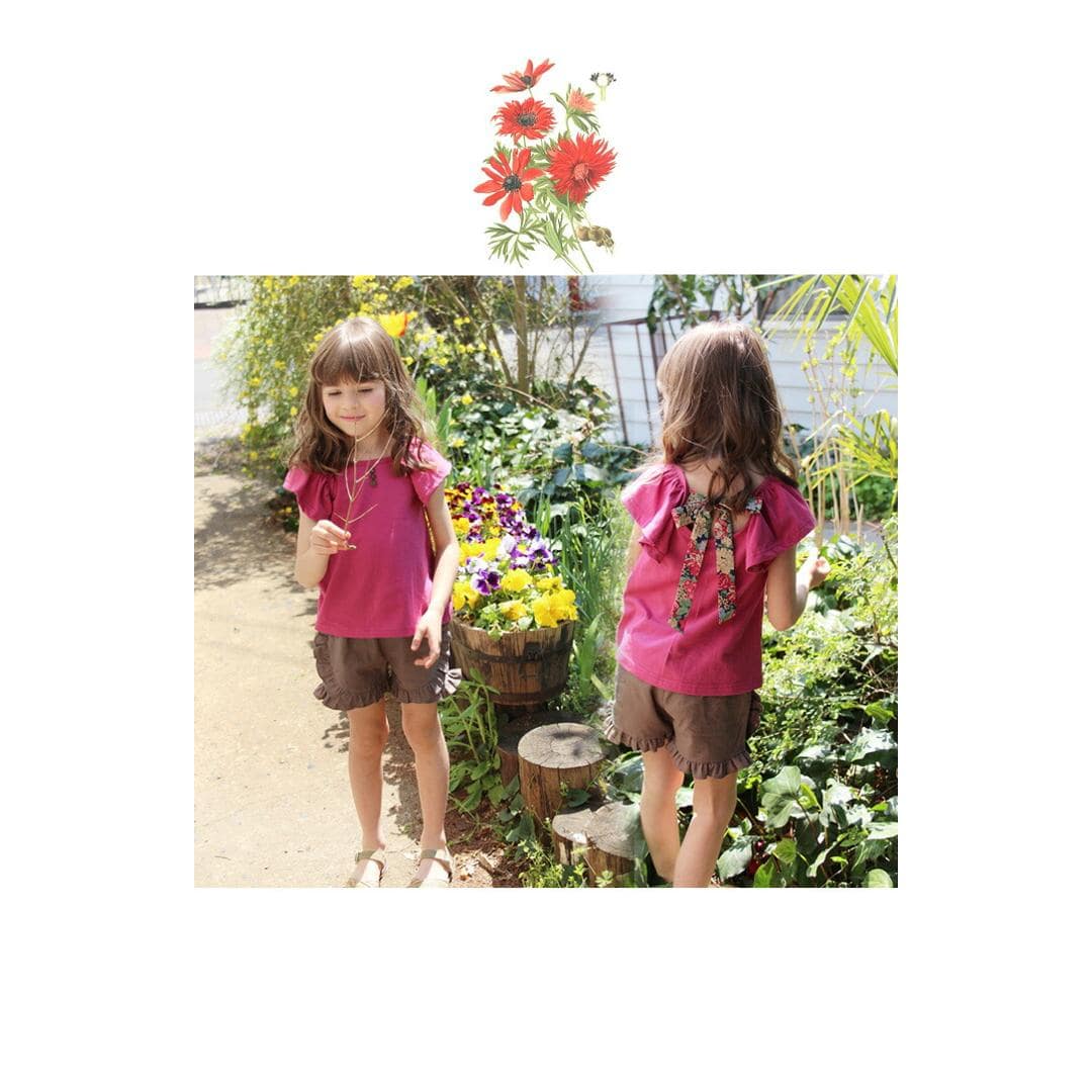 Rora キッズ Tシャツ 半袖 女の子 通販 ローラ カットソー 半袖Tシャツ 夏服 半袖トップス トップス バックリボン 袖フリル 可愛い おしゃれ かわいい オシャレ こども 女子 通園 通学 子供服 こども服 子ども服 キッズファッション ナチュラルマスタード 140cm