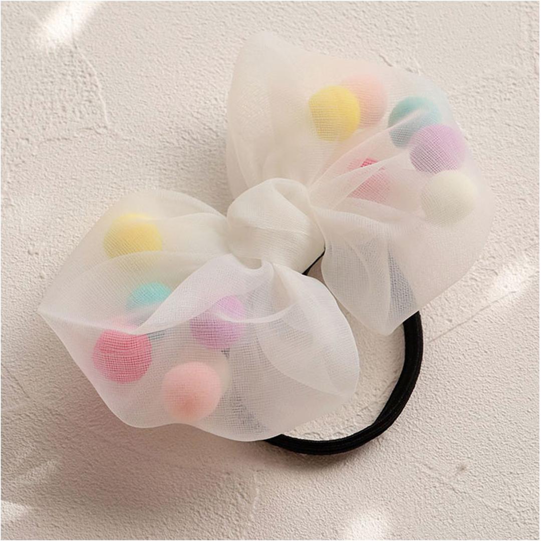 RORA ヘアゴム 通販 ローラ ドロシー 髪ゴム ヘアアクセサリー 髪飾り キッズ 子供 子ども こども 女の子 女子 リボン ポンポン かわいい おしゃれ カジュアル フォーマル 入園式 卒園式 入学式 卒業式 結婚式 発表会 キッズファッション ホワイト ・