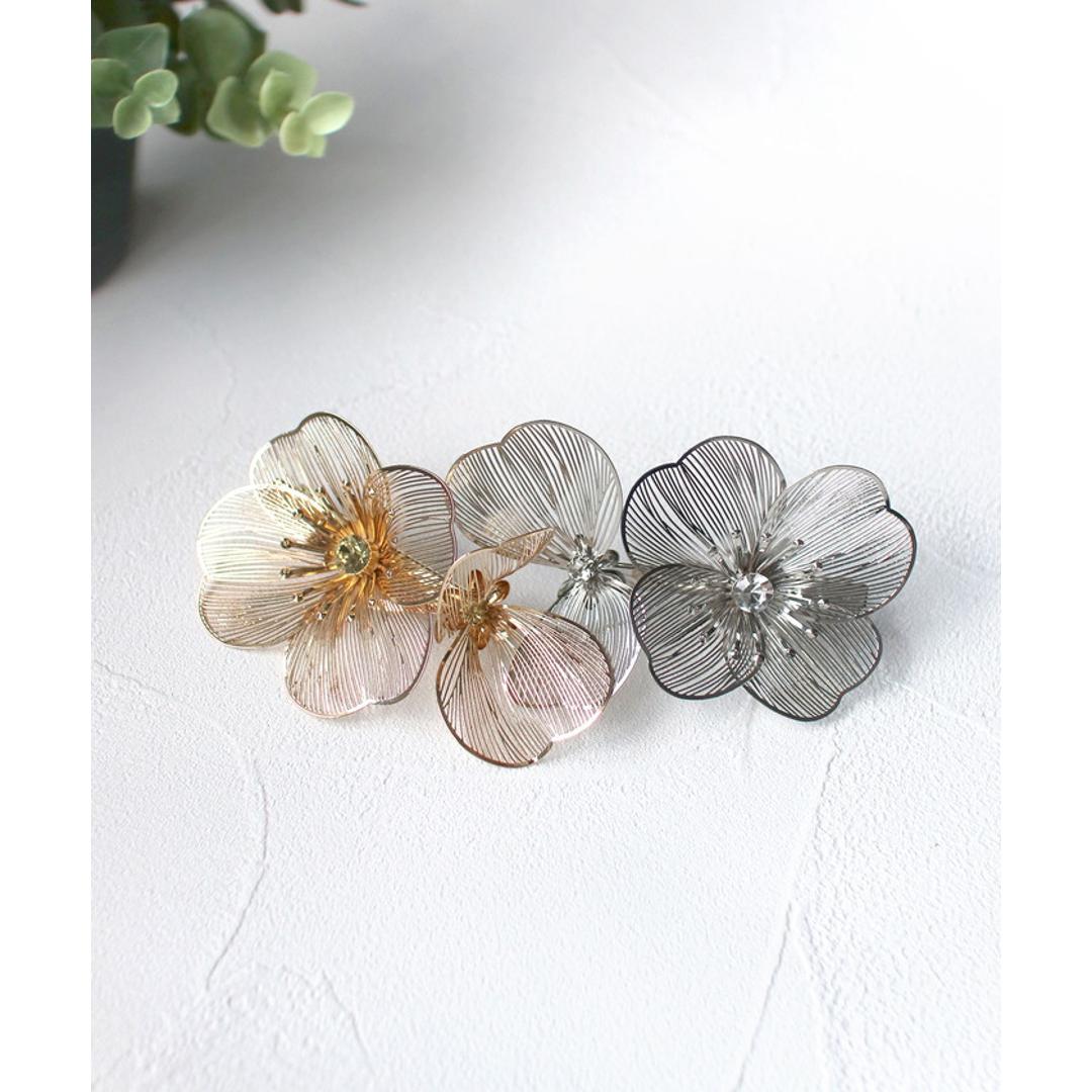 Rora ヘアクリップ キッズ 通販 グラシア ヘアークリップ 髪どめ 髪留め ヘアアクセサリー 髪飾り お花 フラワー 子供 女の子 大人っぽい 卒園式 入学式 結婚式 発表会 可愛い おしゃれ かわいい 子ども用アクセサリー キッズファッション ゴールド ・