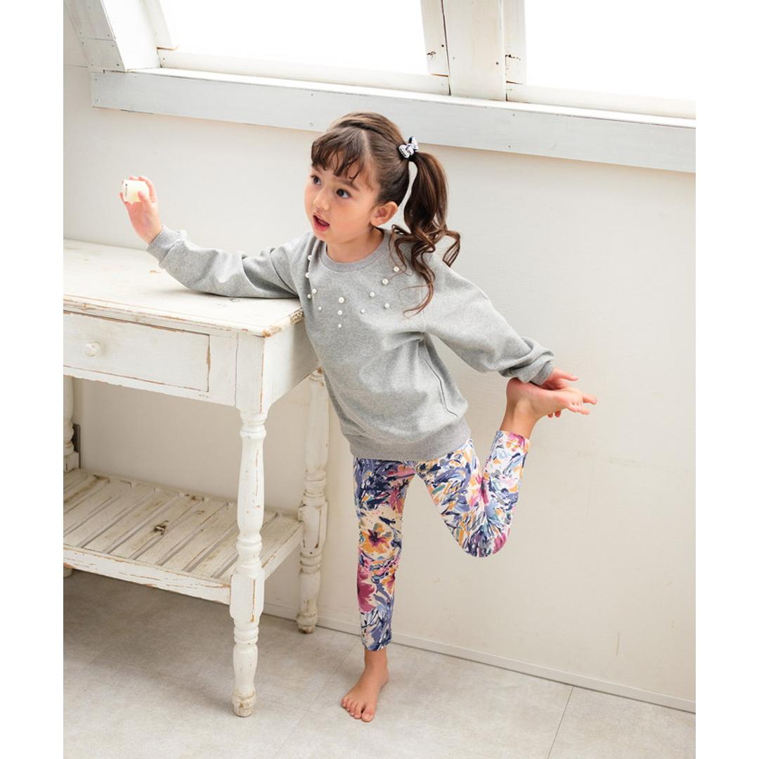 Rora 子供服 レギンス 通販 アザレア スパッツ パンツ ズボン 花柄 女の子 女子 子供 こども 子ども 10分丈 十分丈 通園 通学 幼稚園 かわいい おしゃれ カジュアル 春 夏 秋 冬 動きやすい ボトムス 子ども服 レッグウェア キッズファッション 花柄.パープル 110cm