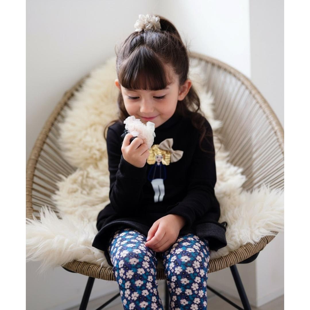 Rora 子供服 レギンス 通販 ルピナ スパッツ パンツ ズボン 小花柄 女の子 女子 子供 こども 子ども 10分丈 十分丈 通園 通学 幼稚園 かわいい おしゃれ カジュアル 春 夏 秋 冬 動きやすい ボトムス 子ども服 レッグウェア キッズファッション 花柄.ネイビー 110cm