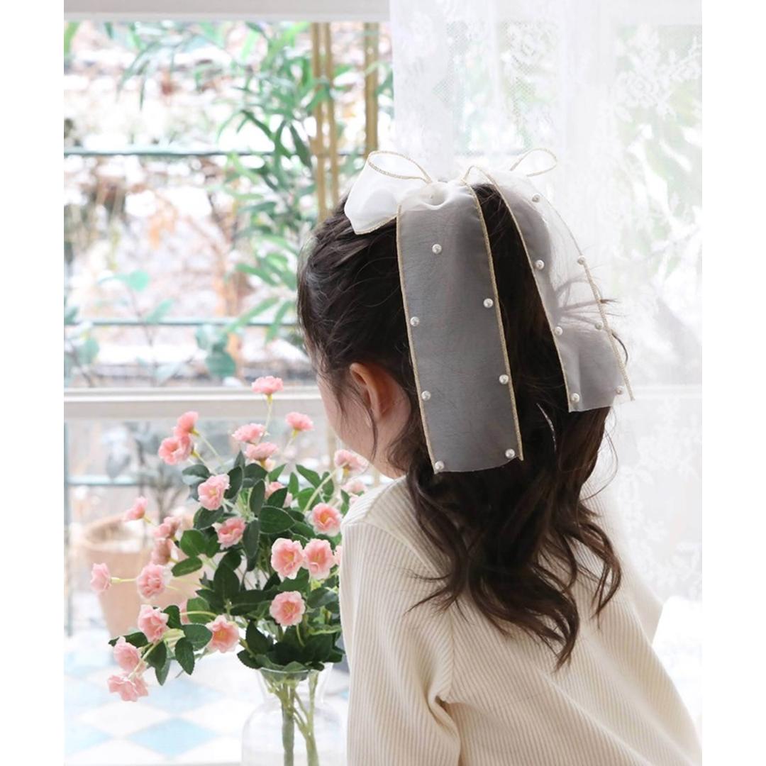Rora キッズ ヘアゴム リボン 通販 オーガンジー パール 68062301 ウナスヘアゴム 大きめ 女の子 大人っぽい 卒園式 入学式 結婚式 発表会 オシャレ 可愛い おしゃれ かわいい ヘアアレンジ ヘアーアクセサリー ヘアアクセサリー キッズファッション ブラック フリー