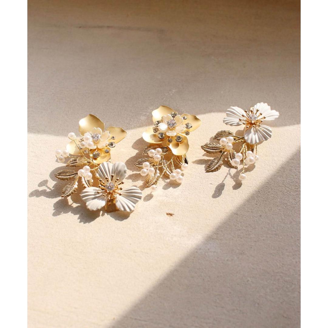 Rora ヘアクリップ キッズ 3個セット 通販 ローレン 花冠 髪飾り 髪留め 花 フラワー ゴールド 女の子 子供 子ども こども フォーマル 大人っぽい 上品 結婚式 パーティー 発表会 卒園式 入学式 七五三 誕生日 かわいい おしゃれ ヘアアクセサリー ヘアクリップ フリー