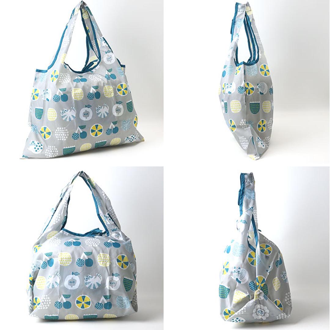 fikalycka エコバッグ フィーカリュッカ 通販 エコバック マイバッグ マイバック レディース 折りたたみ かわいい 2way マチ広 マチ付き コンパクト 可愛い おしゃれ 猫グッズ ネコ ねこ グッツ fika lycka 男女兼用バッグ フルーツグレー ・