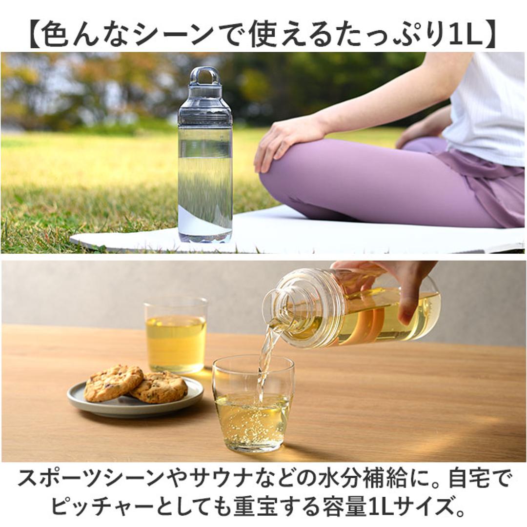 LIPPY ウォーターボトル 1L 通販 日本製 水筒 1000ml 1リットル マグボトル 直飲み水筒 クリアボトル 軽量 軽い 飲み口広い 洗いやすい 広口 手が入る tritan トライタン 通学 通勤 スポーツ ジム ヨガ サウナ 取っ手付き 大人用水筒 ブルー ・