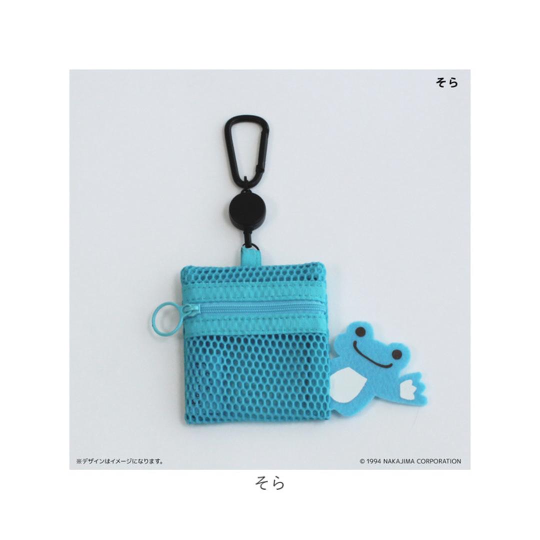 かえるのピクルス グッズ 通販 pickles the frog メッシュポーチ リール付き ポーチ 小さめ ミニポーチ メッシュ 小物入れ 化粧ポーチ カラビナ付き かわいい キャラクター カエルグッズ ピクルスザフロッグ おしゃれ 可愛い オシャレ ベーシック ・