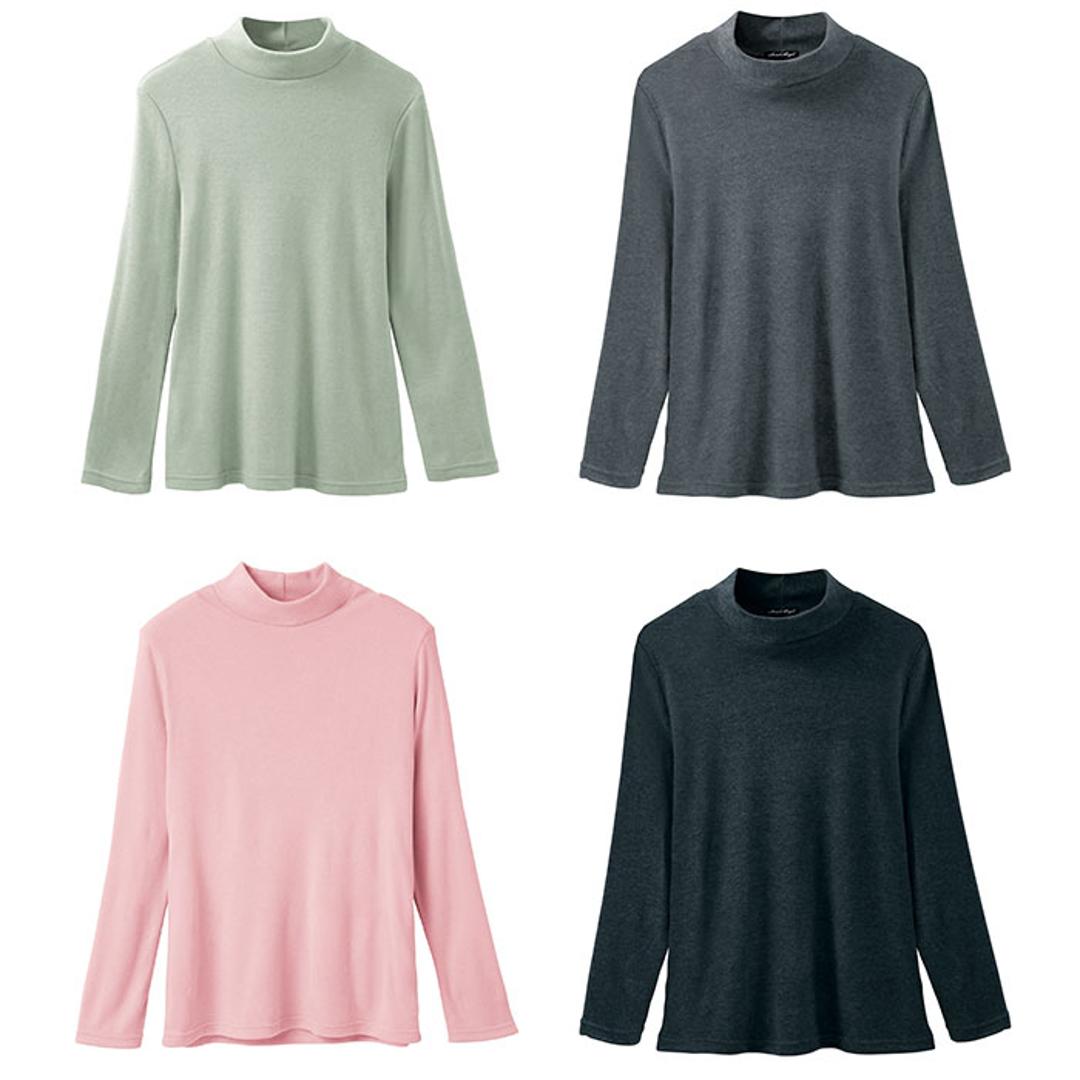 ハイネックシャツ 長袖 レディース 通販 レディースシャツ ハイネック シャツ 長袖シャツ 長袖Tシャツ Tシャツ tシャツ 肌触りが良い あったか あたたかい 暖かい ソフト やわらかい 無地 シンプル 女性 女性用 レディースファッション ブラック Mサイズ