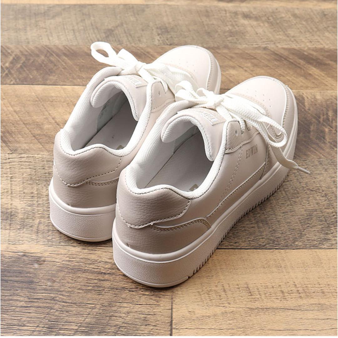 EDWIN スニーカー EDW4324 エドウィン 通販 レディース ローカットスニーカー 軽量 厚底スニーカー 歩きやすい シューズ 靴 くつ クツ カジュアルシューズ おしゃれ かわいい シンプル 女子 高校生 中学生 女性 婦人靴 大人 可愛い 無地 WHITE 23cm