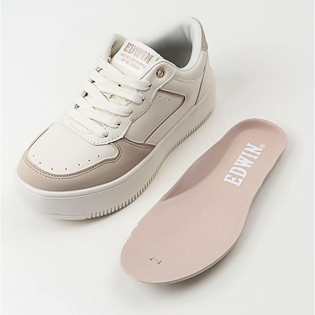 EDWIN スニーカー エドウィン EDW-4375 通販 靴 ローカットスニーカー 運動靴 レディース 軽量 軽い 厚底 カジュアル シンプル 仕事 通勤 通学 学校 中学生 高校生 女子 おしゃれ かわいい 歩きやすい レディース靴 WHITE 23cm