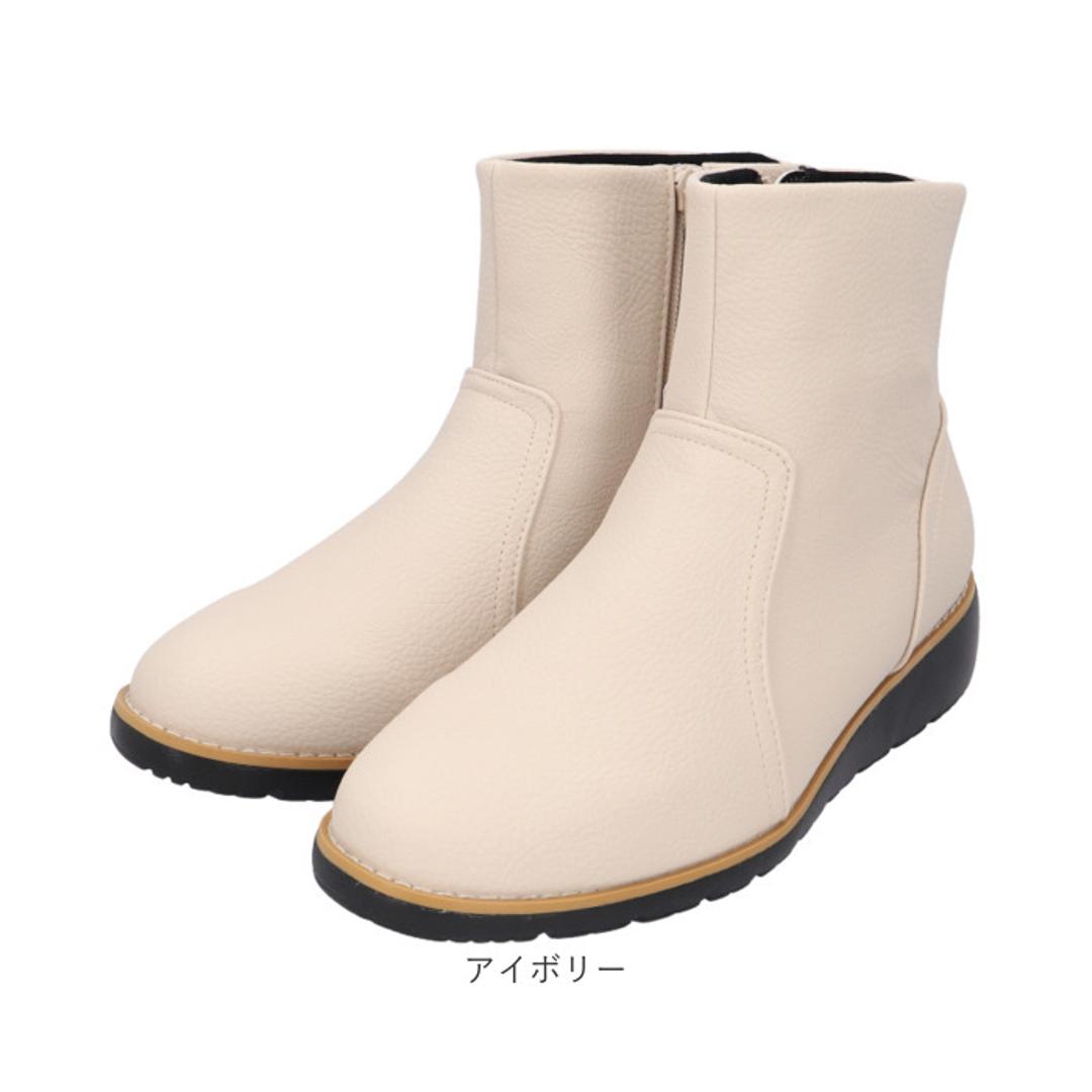 fee des fleurs フェ・デ・フルール ブーツ レディース 通販 ショートブーツ レディースシューズ 靴 シューズ 婦人靴 ショート クッション性 耐摩耗性 脱ぎ履き簡単 ファスナー やわらかめ シンプル 無地 秋 冬 女性用 レディース靴 ブラック 22.5cm