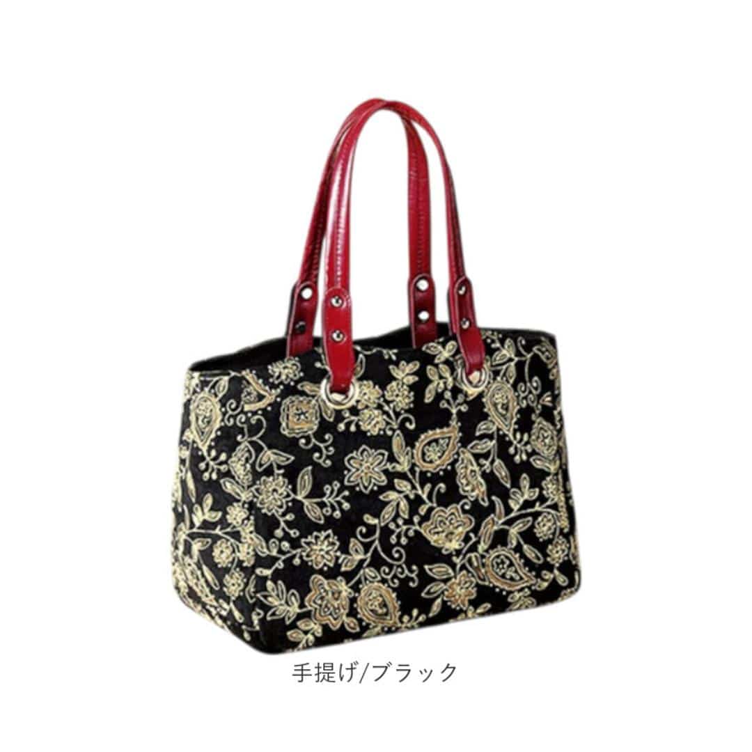 ショルダーバッグ 2way レディース 954144 通販 ショルダーバック ショルダー 肩掛け ななめ掛け 斜めかけ トート 手提げ トートバッグ トートバック 柄 おしゃれ 京都三昌 ペイズリー ギフト プレゼント 贈り物 レディースファッション ショルダーバッグ/ブラック ・