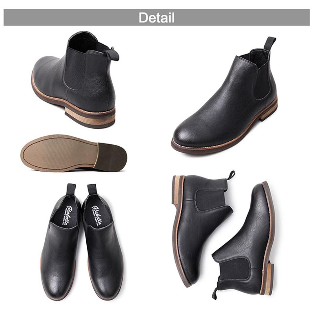 glabella グラベラ ブーツ 通販 サイドゴアブーツ チェルシーブーツ ショートブーツ 革靴 レザーブーツ サイドゴア ショート ラウンドトゥ チェルシー レザー 革 上品 カジュアル シンプル 靴 BLACK 【即日発送】S(25-25.5cm)