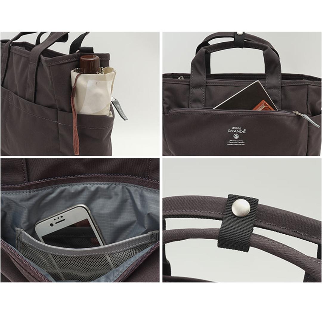 アネログランデ トートバッグ GTM0457 anello GRANDE 通販 ショルダーバッグ マザーズバッグ 2way 斜めがけバッグ 肩掛け レディース メンズ A4 通勤 通学 ファスナー付き 旅行 撥水 10ポケット 軽量 軽い CABIN BE.ベージュ ・