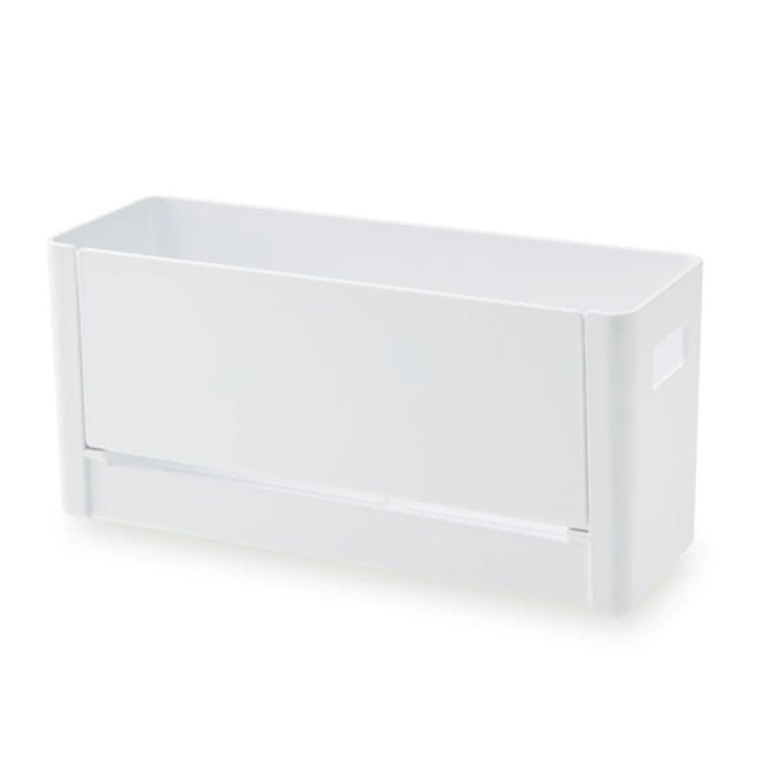 ボトルホルダー 通販 横型 ヨコ型 ボトル ホルダー スパイスケース 水切り 持ち手付き マグネット付き 開閉トレイ 開閉式トレー 収納 すっきり 水筒 ランドリー用品 ラップ 保存用袋 キッチン小物 ホワイト ・