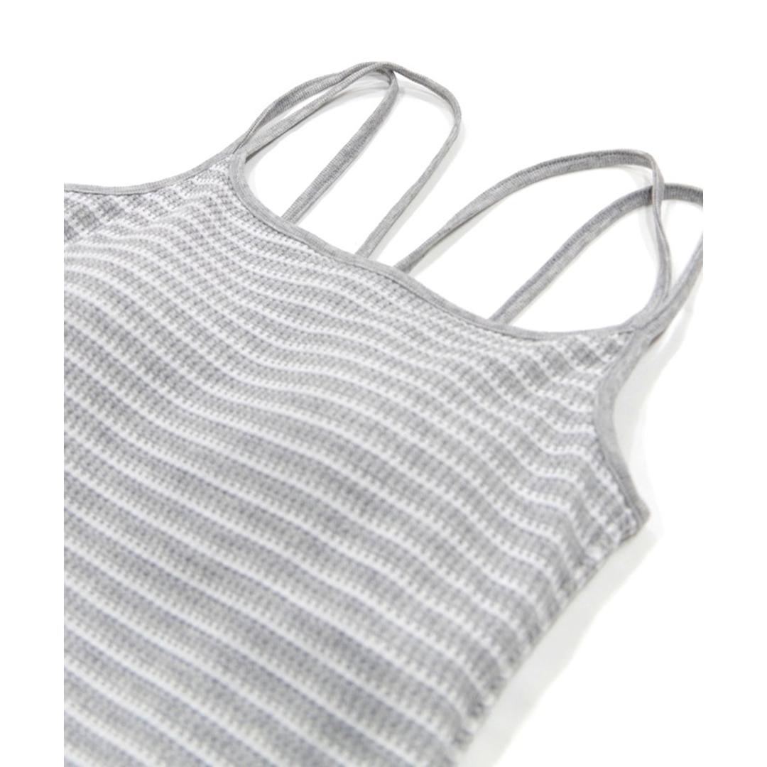 JEMORGAN サーマル レディース 通販 ジェーイーモーガン JE793-29S ボーダーブラキャミソール キャミソール ブラキャミソール キャミ ブラキャミ ワッフル インナー トップス 細ボーダー パック入り おしゃれ シンプル レディースファッション ナチュラル×杢チャコール(05) ・