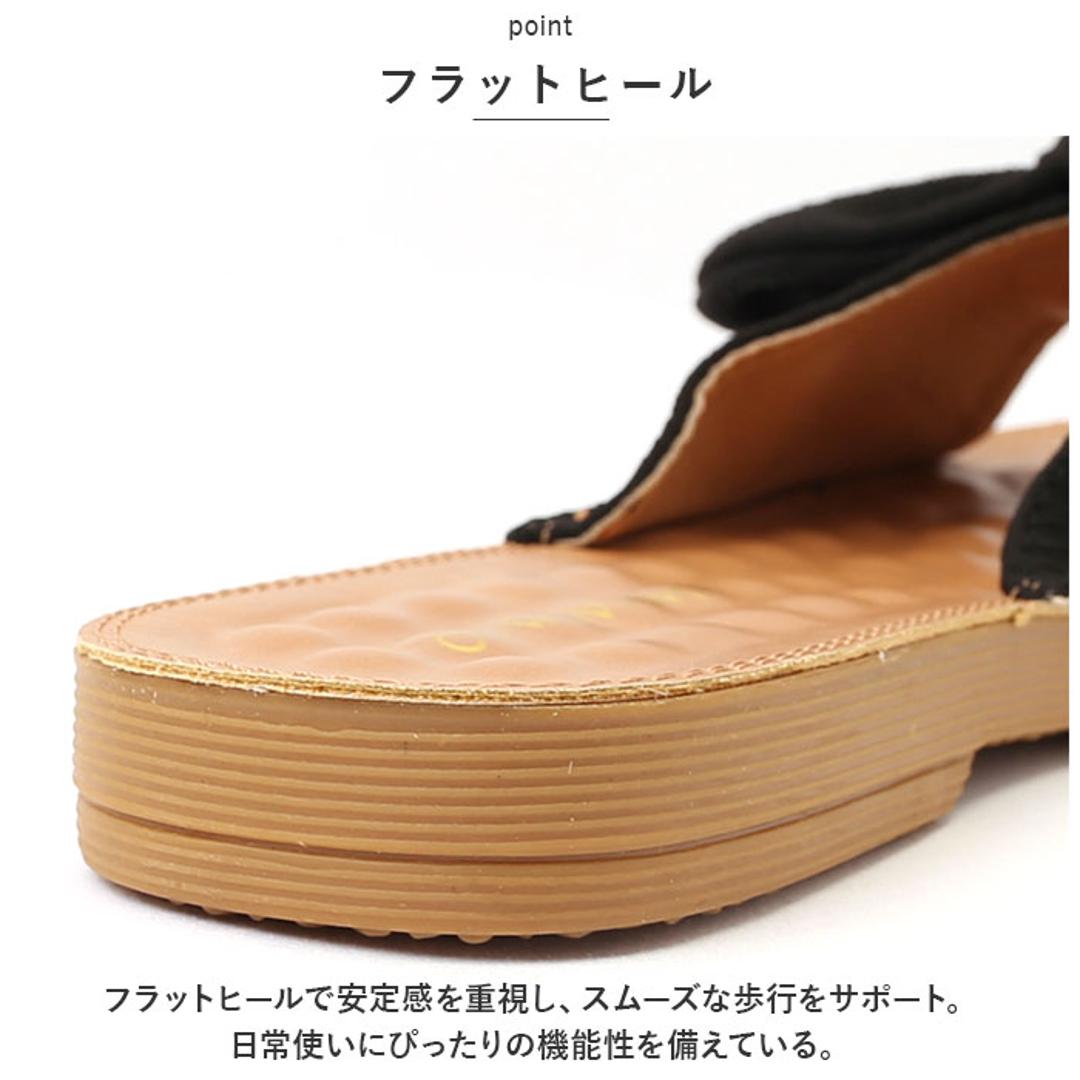 サンダル レディース ぺたんこ 通販 フラットサンダル フラット 歩きやすい つっかけ ローヒール ヒール 2cm 外履き スリッパ リボン おしゃれ シンプル 無地 大人 可愛い 夏 春夏 海 プール リゾート 靴 シューズ レディースシューズ レディース靴 グリーン 【即日発送】36(23cm)