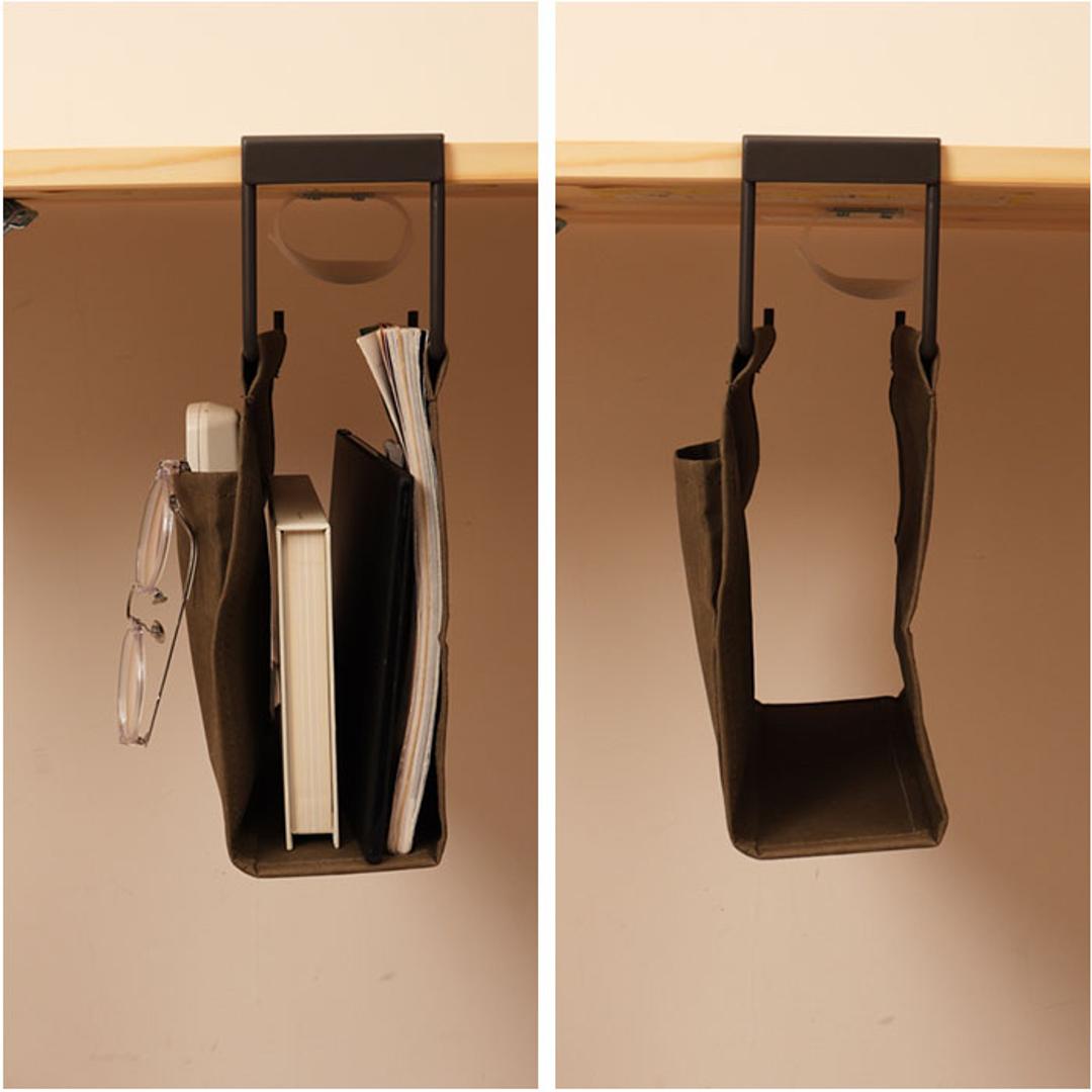 吊り下げ収納 通販 収納 吊り下げ テーブル下 折りたたみ コンパクト 持ち運び ハンギング シンプル カジュアル おしゃれ テーブル周り 机下収納 雑誌 パソコン タブレット デスクまわり 学習机下 デスク下 デスク周り ギフト 贈り物 GY(グレー) ・