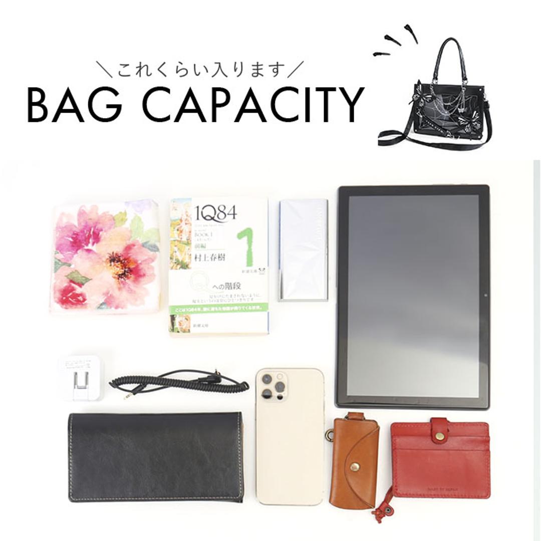 痛バッグ 2way ハンドバッグ 通販 トートバッグ 痛バ 推し活用バッグ ショルダーバッグ 斜め掛け 推し活 おしゃれ かわいい バッグ バック カバン 鞄 蝶 くもの巣 透明ポケット ぬいぐるみ 缶バッチ デコ オタク 推し イベント お出かけ レディース ブラック ・