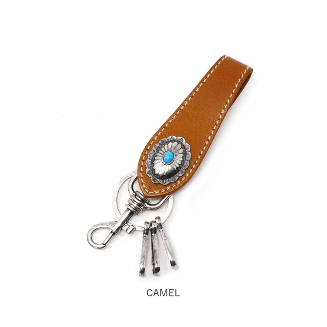 キーホルダー メンズ 通販 キーリング コンチョキーホルダー ベルトループ 牛革 革 本革 ココペリ コンチョ レディース キーアクセサリー フック 鍵 カギ おしゃれ かっこいい シンプル 飾りボタン レザー ギフト 贈り物 BLACK ・