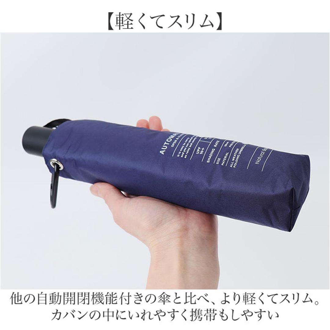 晴雨兼用折りたたみ傘 自動開閉 メンズ 通販 折りたたみ日傘 晴雨兼用折り畳み傘 日傘 遮光100% UVカット UPF50+ 遮熱 撥水 軽量 軽い 58cm 58センチ シンプル 無地 男性用 男性 紳士 カラビナ付き 通勤 通学 中谷 825-020 アイボリー ・