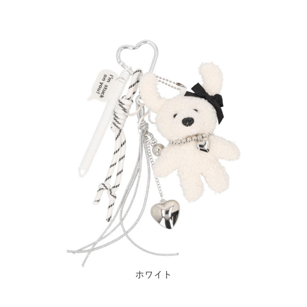 ぬいぐるみチャーム 通販 ドッグチャーム ぬいぐるみ キーホルダー 動物 バッグチャーム バッグアクセサリー バッグ に つける アクセサリー チャーム ハート カラビナ マスコット アニマル 女の子 子供 高校生 レディース おしゃれ かわいい 可愛い スマホ ブラック ・