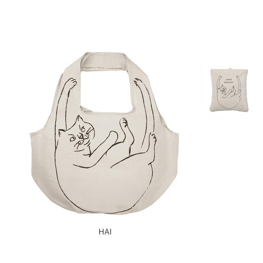 ルートート トートバッグ ROOTOTE 1188 通販 トートバック 肩掛けバッグ エコバッグ 買い物バッグ 折りたたみバッグ サブバッグ コンパクト 大きめ A4 大容量 レディース おしゃれ かわいい 通学 通勤 猫 ねこ 綿 ROUND ラウンド SHIRO ・