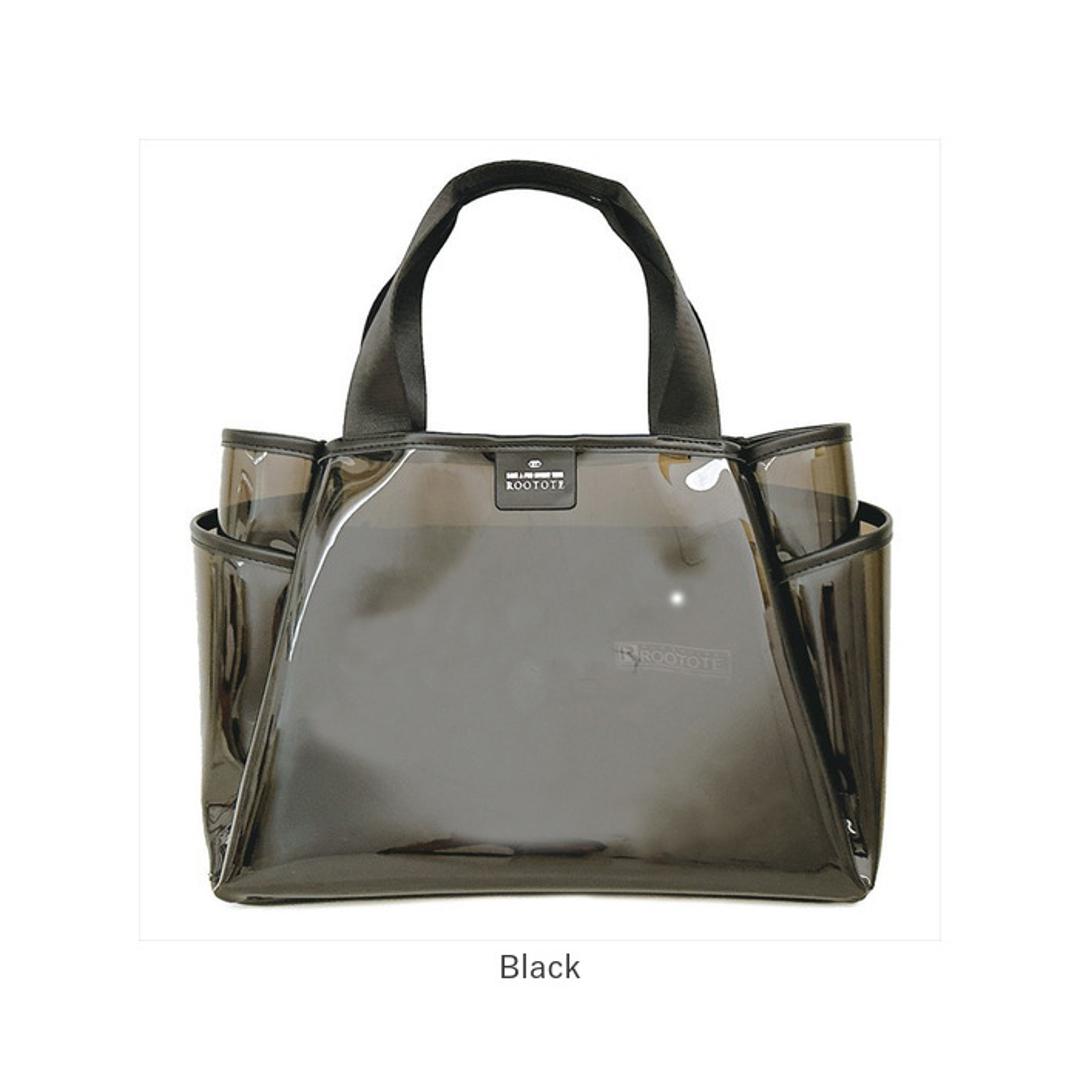 ROOTOTE ルートート トートバッグ 3670 通販 仕切りトートバッグ トートバック 動く仕切り付き クリアバッグ ビニールバッグ 軽量 軽い 撥水 自立 小さめ かわいい おしゃれ 通勤 通学 DELI デリ Parootie レディースバッグ Brown ・