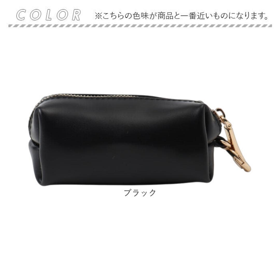 Rename ポーチ 小さめ 通販 リネーム RPL24030 小物ポーチ 革 小物入れ ミニポーチ リップポーチ アクセサリーポーチ コインケース 小銭入れ レディース メンズ 可愛い おしゃれ レザー 本革 シンプル カラビナ付き レディースバッグ ブラック ・