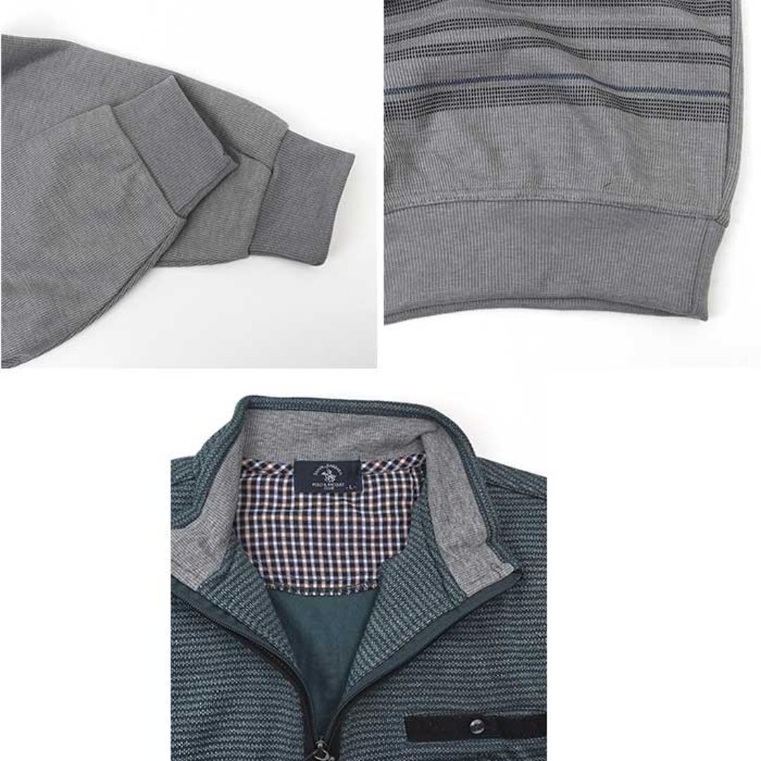 サンタバーバラ トレーナー 6547 通販 プルオーバー メンズ ブランド SANTA BARBARA POLO & RACQUET CLUB 裏起毛 ハーフジップ ゴルフウェア ハイネック スタンドネック おしゃれ シニア ゴルフ 男性 紳士 トップス ボーダーTOP/GREY Mサイズ