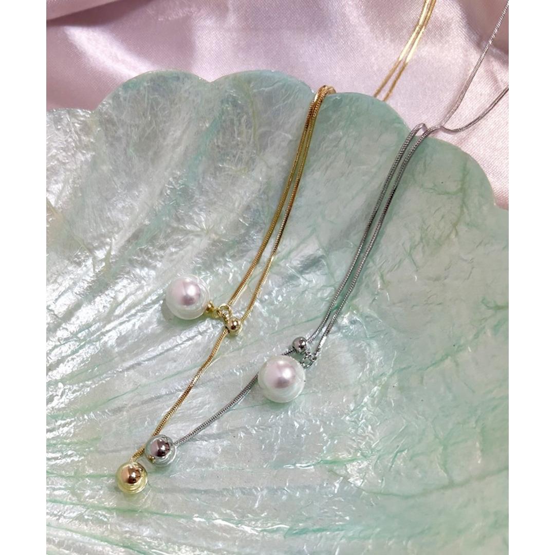 ネックレス レディース シンプル 通販 ペンダント 首飾り アクセサリー ジュエリー パール 真珠 大人 かわいい おしゃれ 可愛い オシャレ 女性 パールループタイネックレス nec-065 ダイヤモンドハーツ Diamond Hearts ゴールド ・