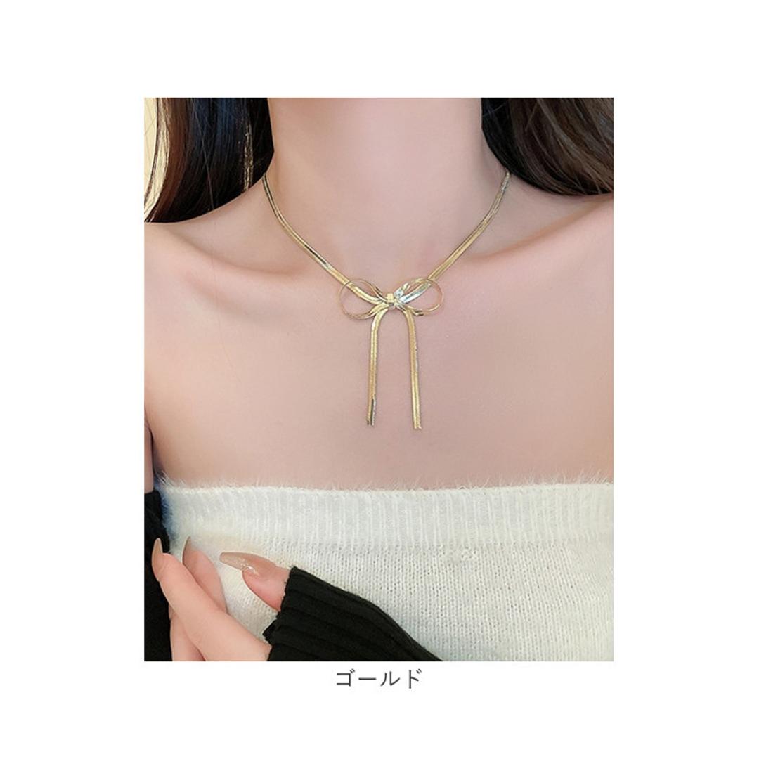 ネックレス レディース シンプル 通販 ペンダント スネークチェーン 首飾り ジュエリー アクセサリー リボン 大人 かわいい おしゃれ 可愛い オシャレ 女性 リボンモチーフネックレス nec-068 ダイヤモンドハーツ Diamond Hearts シルバー ・
