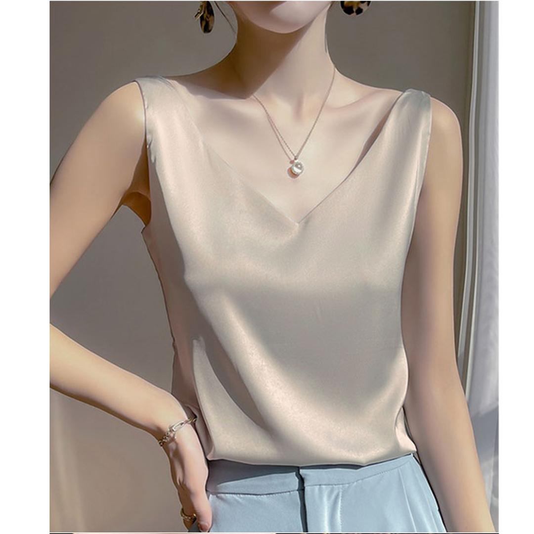 キャミソール カップなし 通販 キャミタンク サテンキャミ さらさら レディース トップス インナー 大人 かわいい きれいめ 上品 シンプル 無地 オフィスカジュアル おしゃれ 可愛い 女性 top-099 ダイヤモンドハーツ Diamond Hearts ホワイト Mサイズ
