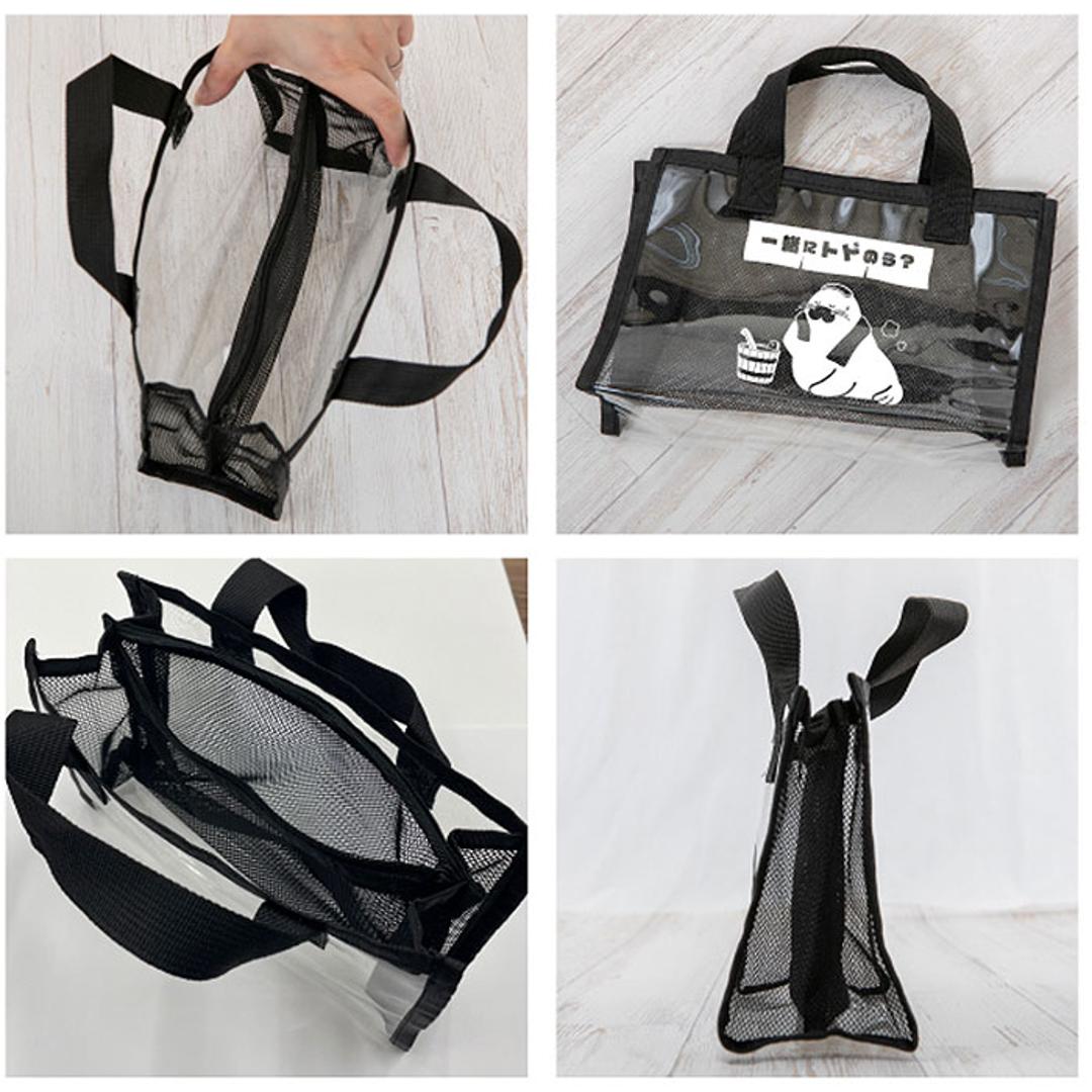 スパバッグ サウナバッグ 通販 トドのう 温泉バッグ サウナ バッグ メッシュバッグ 小さめ サ活バッグ ミニトート メッシュ おしゃれ かわいい レディース メンズ サ活 温泉 ス サウナグッズ バス用品 バスグッズ 可愛い オシャレ ブラック ・