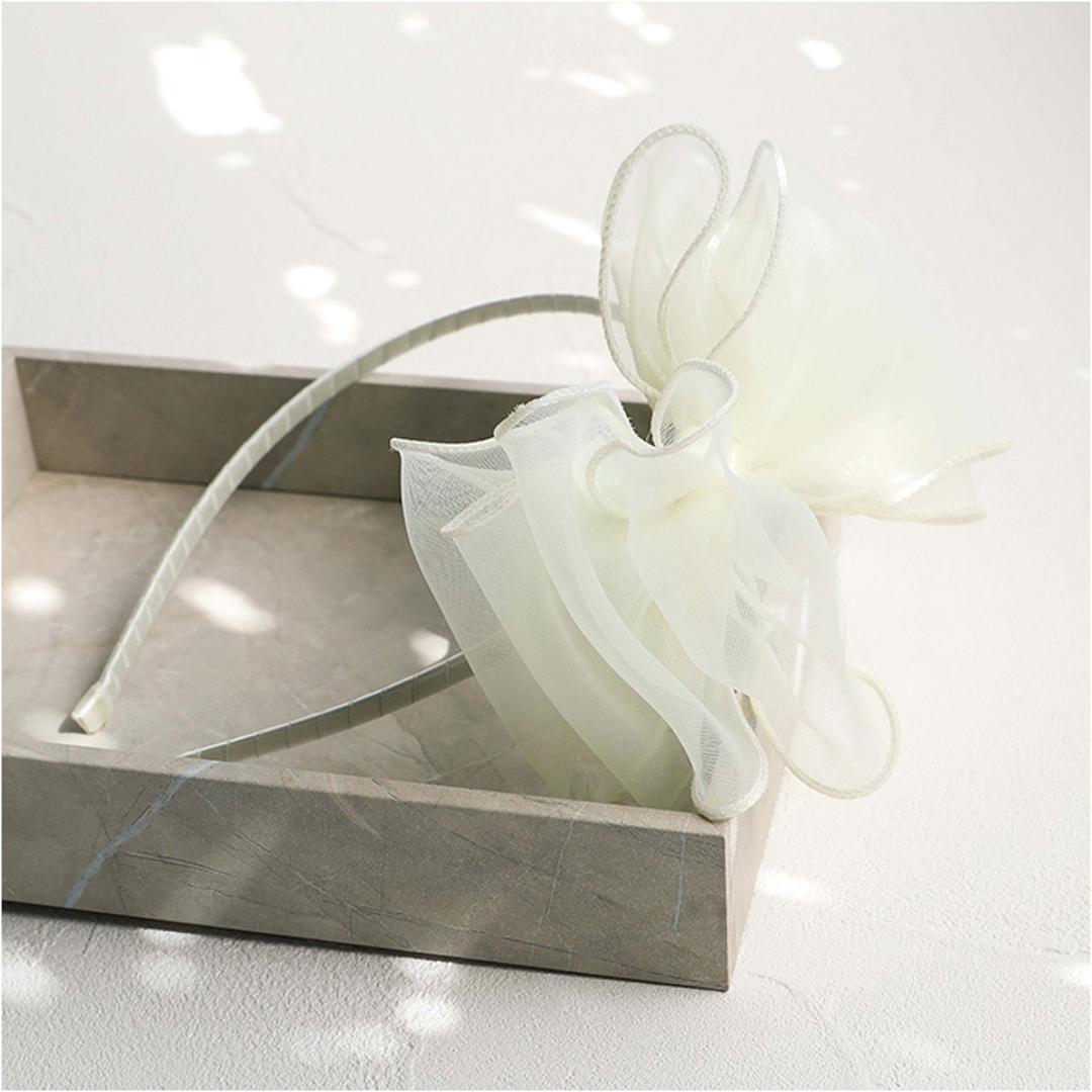 RORA カチューシャ 細め 通販 ローラ グレース ヘッドドレス ヘアアクセサリー 髪飾り キッズ 子供 子ども こども 女の子 女子 リボン シフォン フォーマル おしゃれ かわいい 入園式 卒園式 入学式 卒業式 発表会 結婚式 キッズファッション アイボリー ・